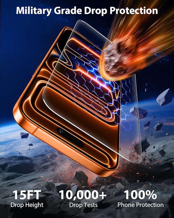 erke 3 Pack Screen Protector for iPhone11/12/13/14/15/16 17 /17 Pro Max，[9H+ Tempered Glass] [Easy Installation Frame][Military-Grade Drop Protection] HD Clear, Anti-Scratch, Bubble Free 