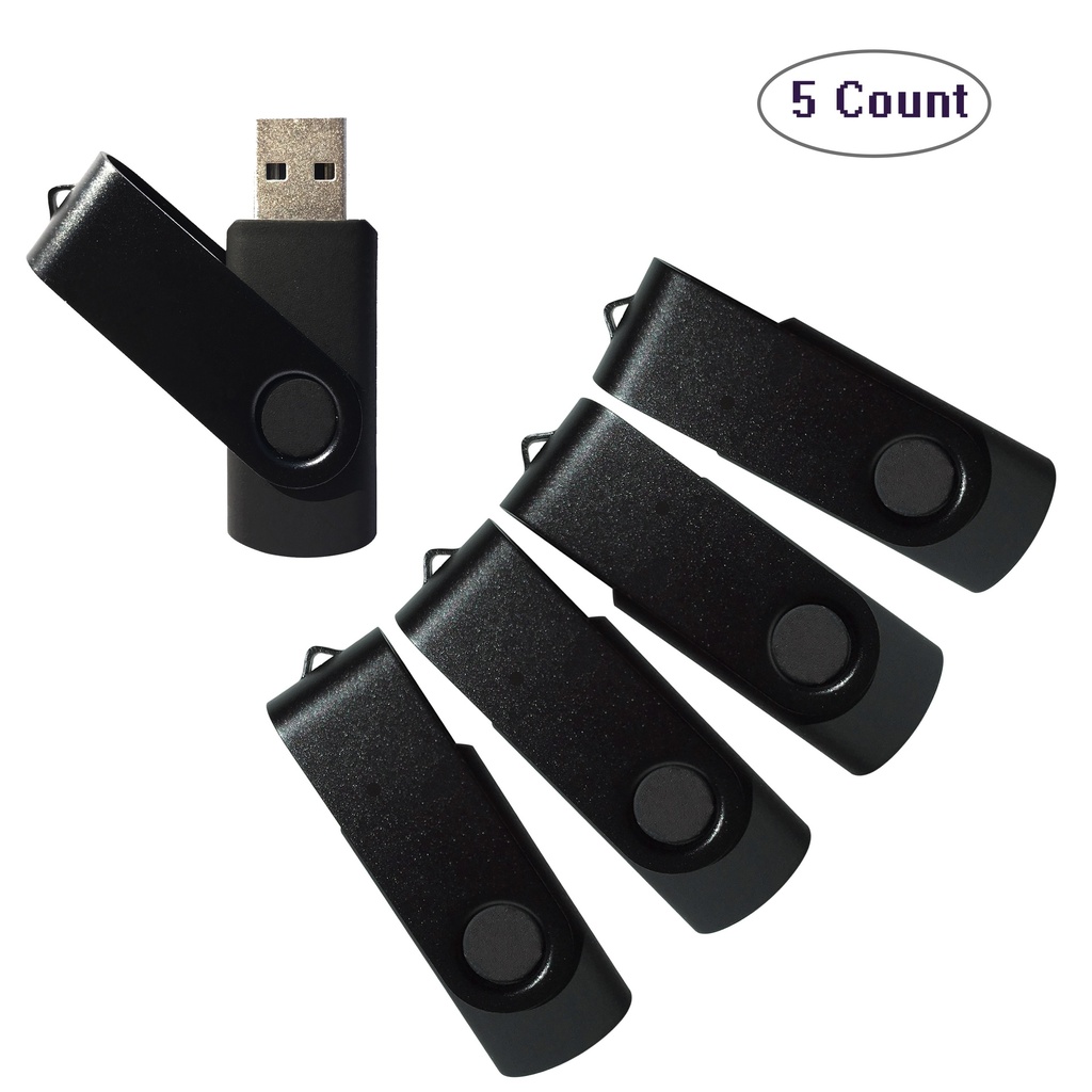 1GB USB 2.0 Flash Drive 5 Pack Thumb Drives Swivel Jump Drive Zip Drive Memory Sticks With Type-C/Micro USB Adapter