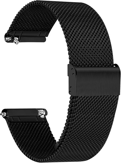 Erke Mesh Metal Band - Black Quick Release Watch Band for Men and Women - Stainless Steel Smart Watch Replacement Strap - 10mm 12mm 14mm 16mm 18mm 20mm 22mm 