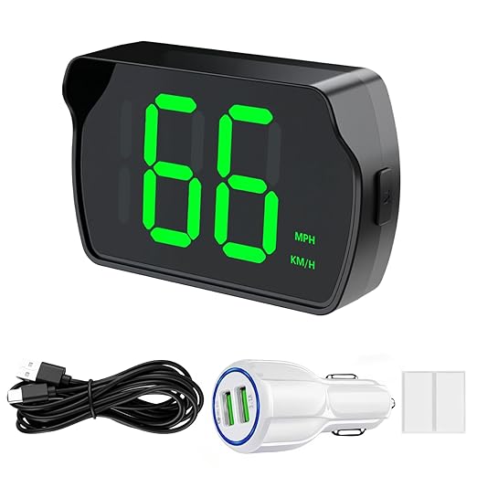 ERKE GPS Digital Speedometer for Cars MPH, Universal HUD Speedometer with Large LED Font, USB Cable Included, Plug and Play, for Trucks, Motorcycles, SUV, Golf Carts, All Vehicles (Including Car Charger Adapter) 