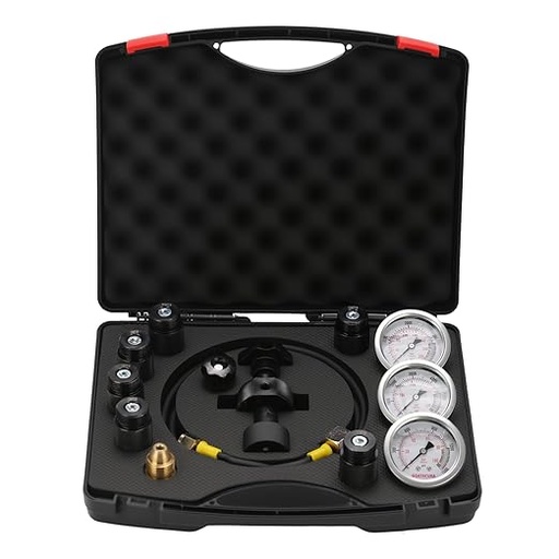 Erke EHydraulic Nitrogen Pressure Gauge Test Kit, Nitrogen Inflation Kit with 7 Couplings, 3 Gauges(1500PSI /4000PSI/ 6000PSI), and 1 Gas Hose, Main Valve CGA580 Adapter 